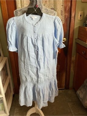 Time and Tru Light Blue Maxi Dress with Ruffle Hem
